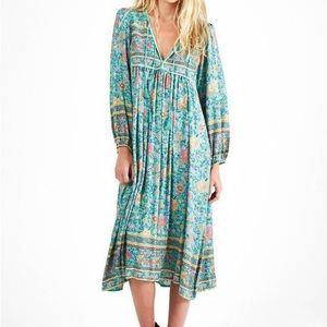 R. Vivimos Women's Floral Print Boho V Neck Bohemian Midi Dress Size Medium.